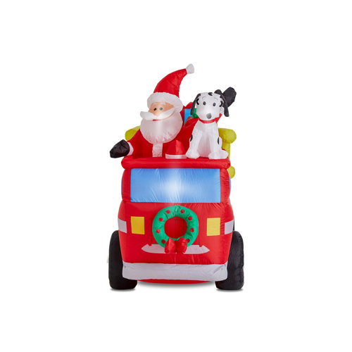 Glitzhome 7FT Christmas Lighted Inflatable Santa in Truck Décor